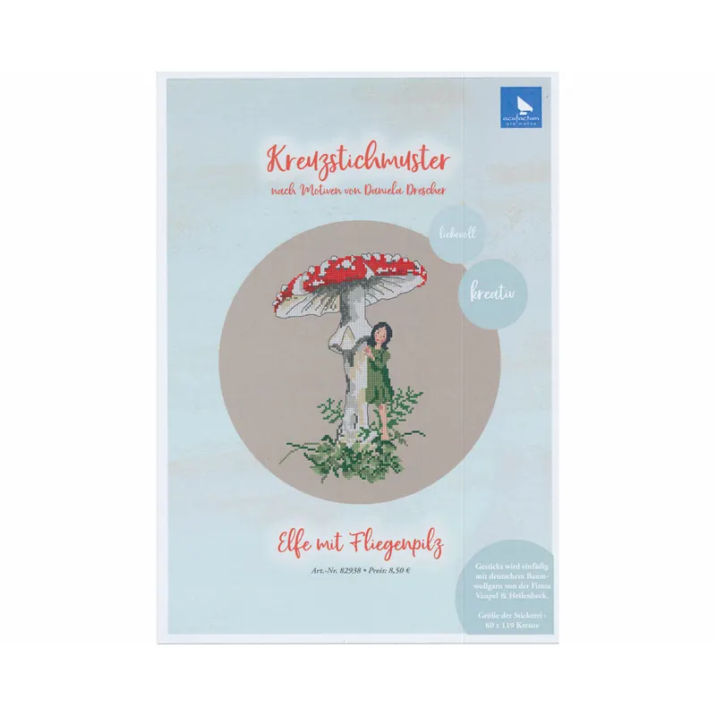 Stickvorlage: Elfe mit Fliegenpilz, Acufactum