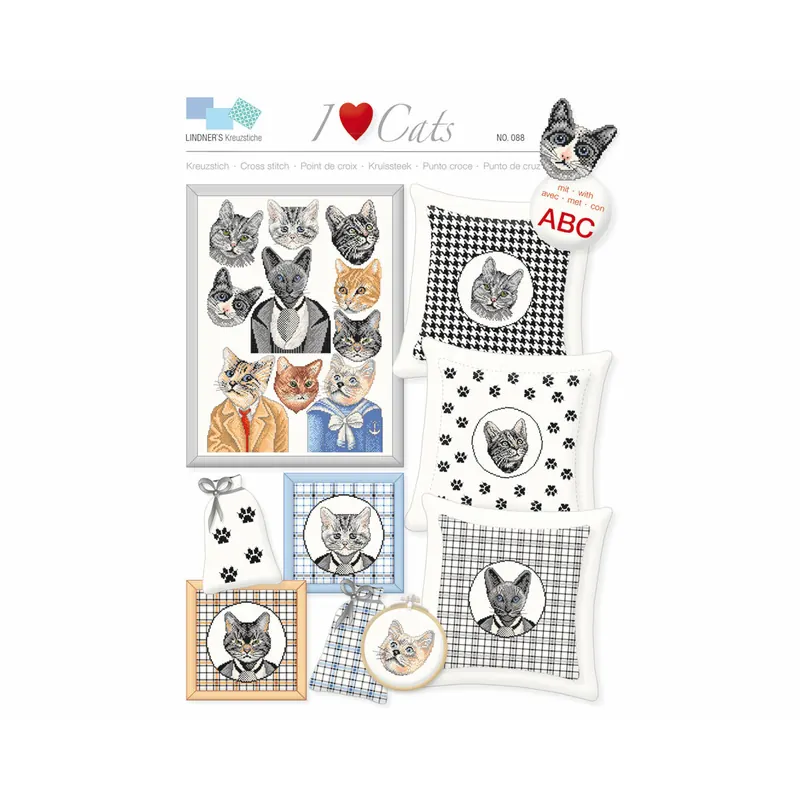 Stickvorlage: I love Cats, Lindners Kreuzstiche