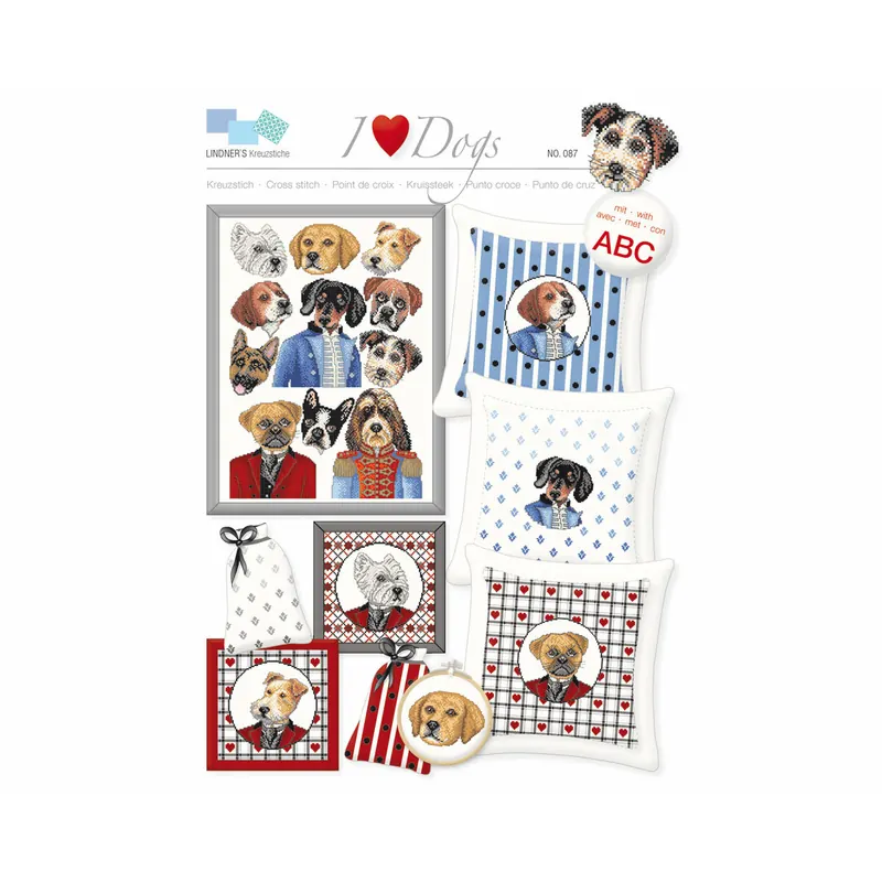 Stickvorlage: I love Dogs, Lindners Kreuzstiche