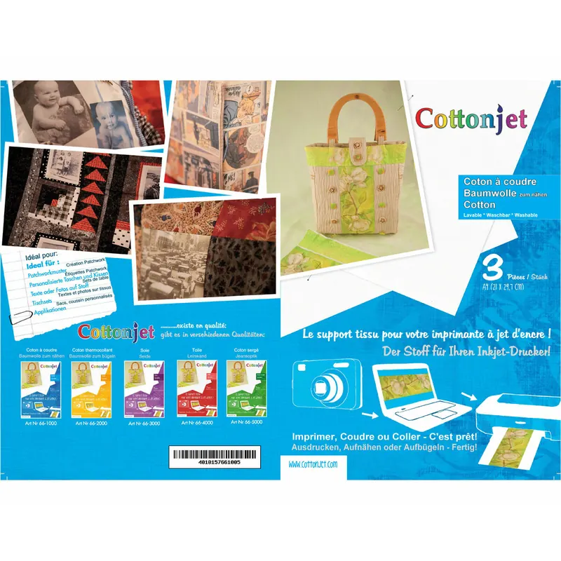 Stoff zum Bedrucken, Baumwolle zum Aufnähen, Cottonjet®