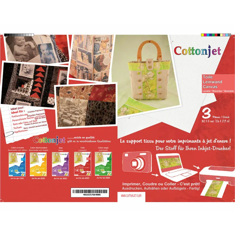 Stoff zum Bedrucken, Canvas zum Aufnähen, Cottonjet®
