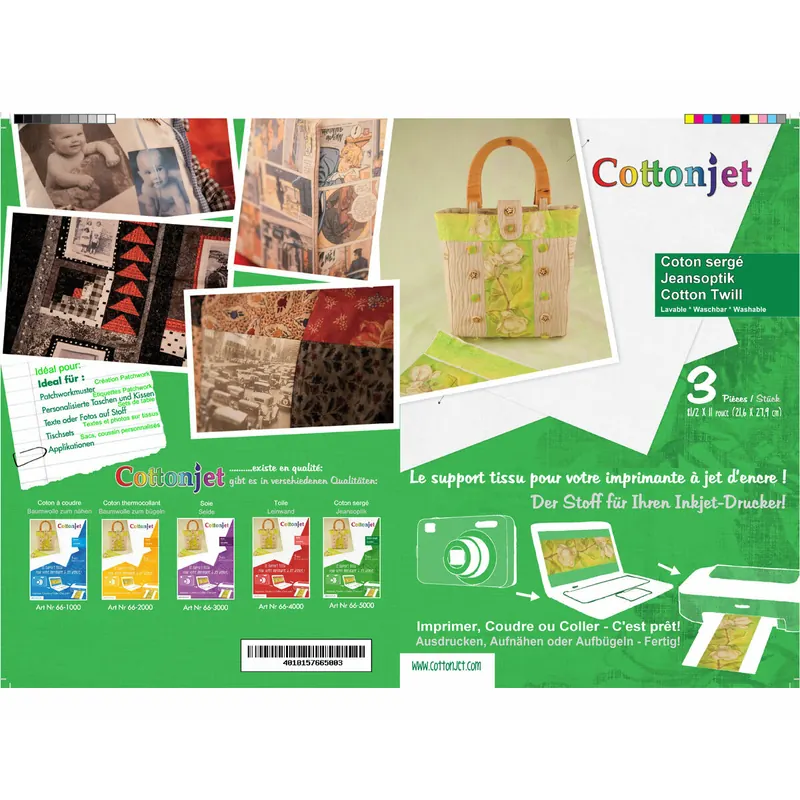 Stoff zum Bedrucken, Jeansoptik zum Aufnähen, Cottonjet®