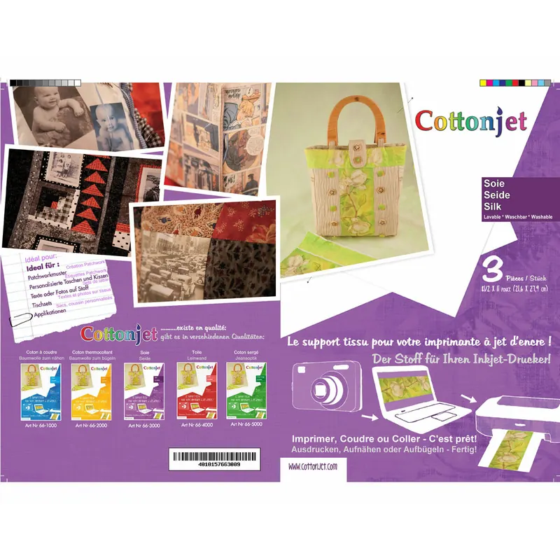 Stoff zum Bedrucken, Seide zum Aufnähen, Cottonjet®