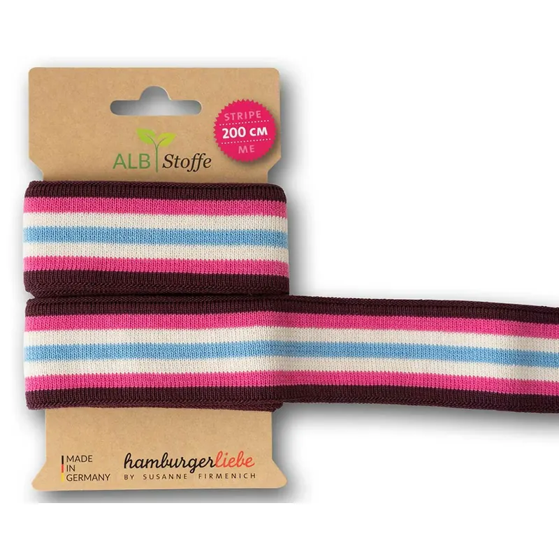 Strick-Band STRIPE ME COLLEGE SWEET HOME, Streifen, aubergine-pink, Albstoffe