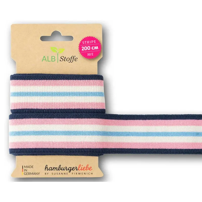 Strick-Band STRIPE ME COLLEGE SWEET HOME, Streifen, marine-rosa, Albstoffe