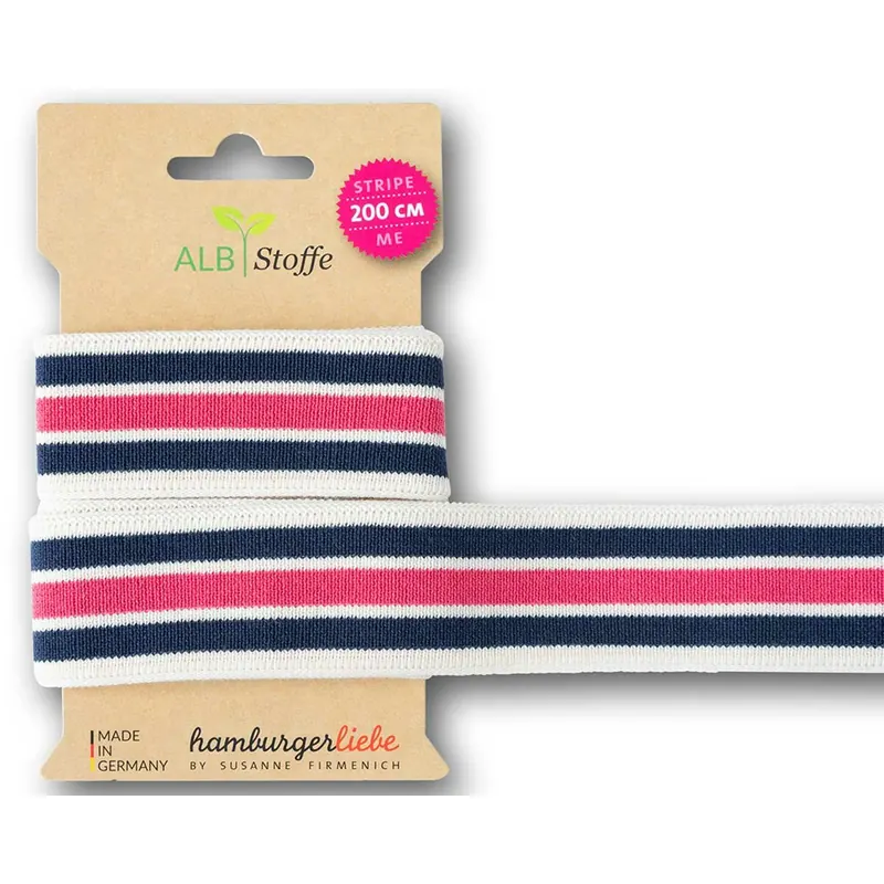 Strick-Band STRIPE ME COLLEGE SWEET HOME, Streifen, wollweiß-marine, Albstoffe