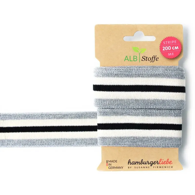 Strick-Band STRIPE ME GLAM CHECK POINT, Streifen, grau, Albstoffe