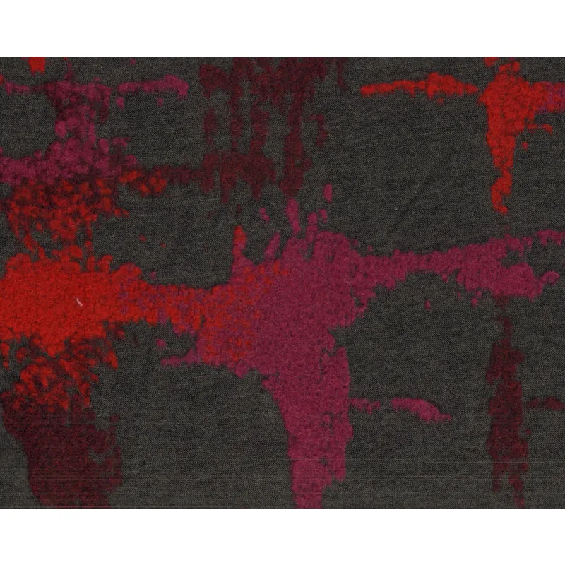 Strickstoff mit Walk-Inseln ALTERATO, Fleckenmuster, dunkelgrau-rot-fuchsia, Hilco
