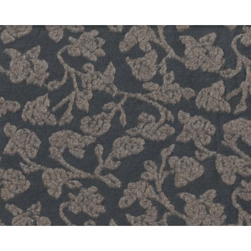 Strickstoff mit Wolle CAORIA, Filz-Rosen, graublau-grau meliert, Hilco