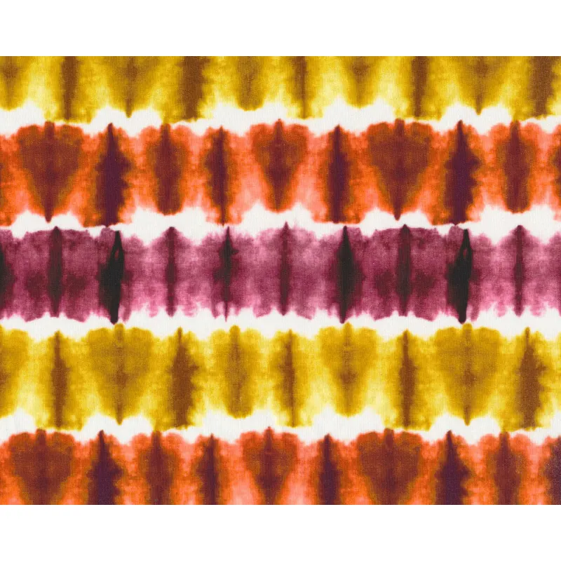 Sweatstoff BATIKO, Wellenstreifen, orange-gelb, Hilco