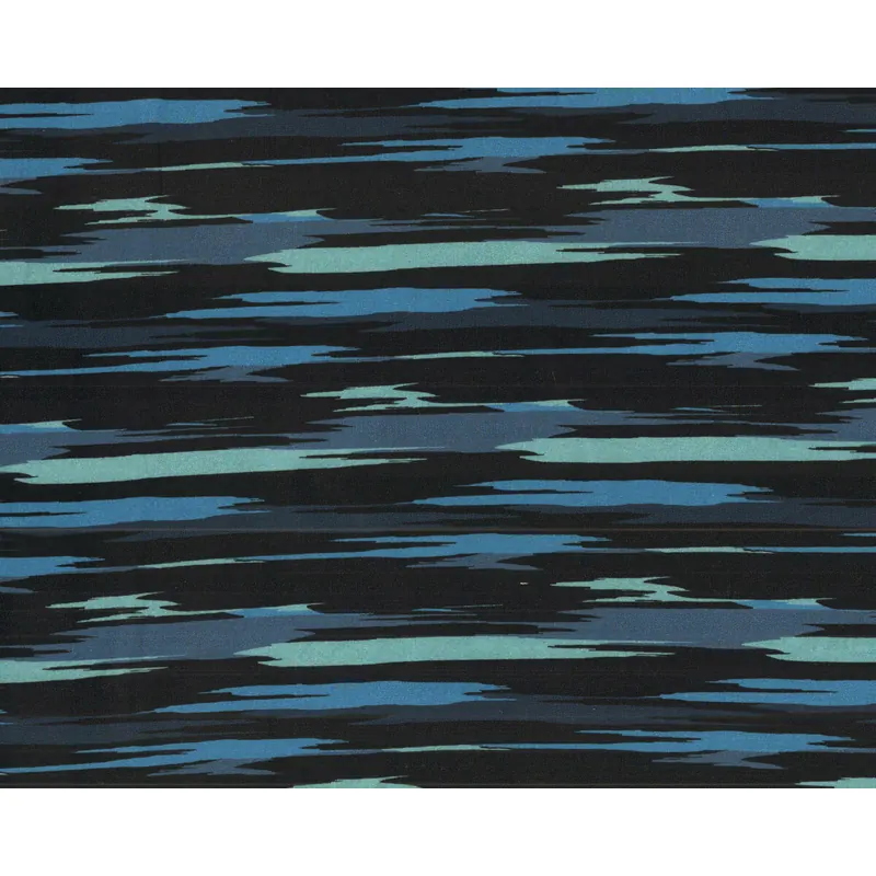 Sweatstoff FOGGY, Streifendesign, schwarz-blau, Hilco