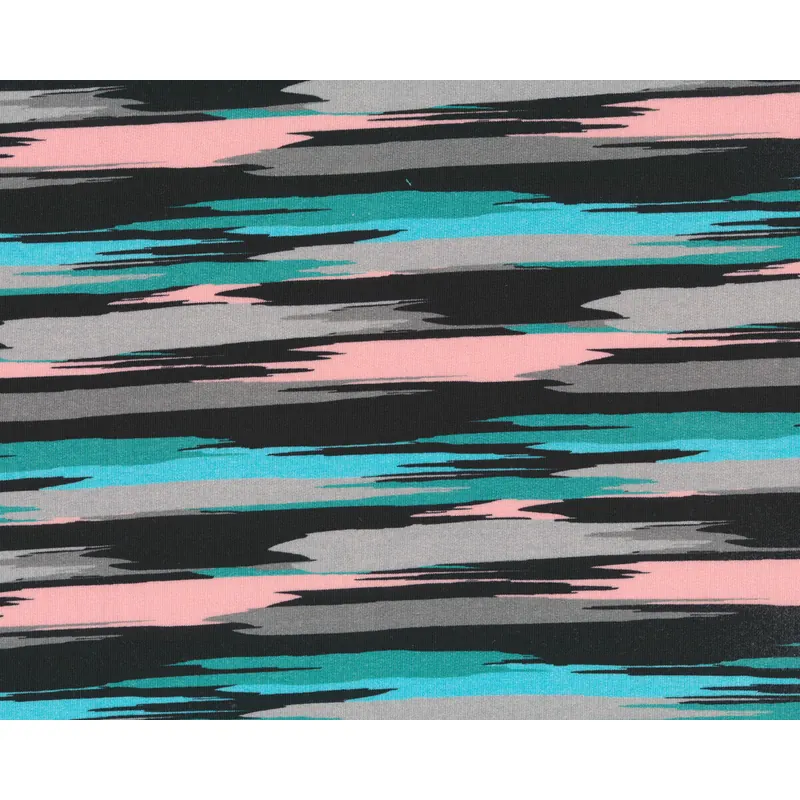 Sweatstoff FOGGY, Streifendesign, schwarz-rosa, Hilco