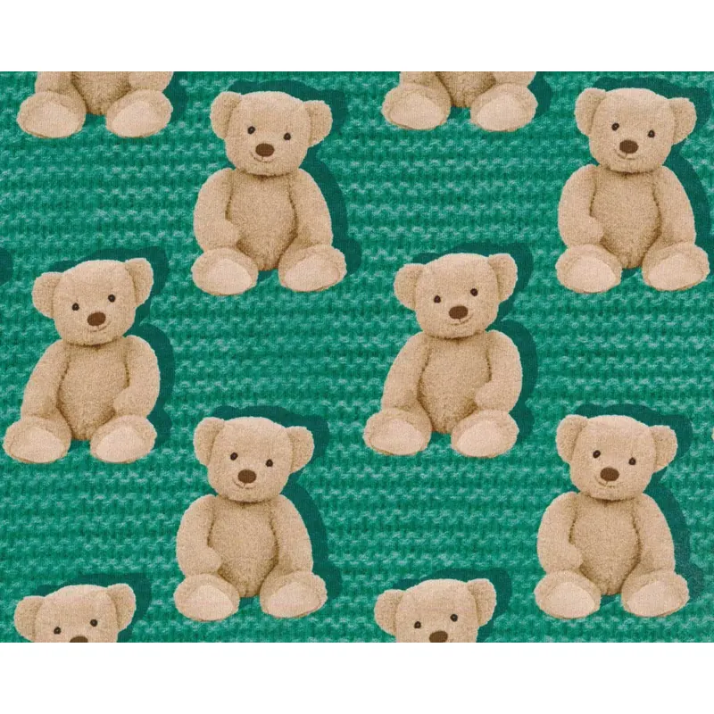 Sweatstoff FOLK + BEAR, Teddybär, mintgrün, Hilco