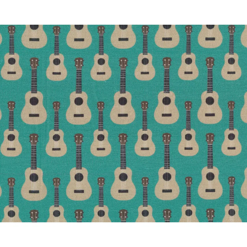 Sweatstoff French Terry RETRO, Gitarren, türkis