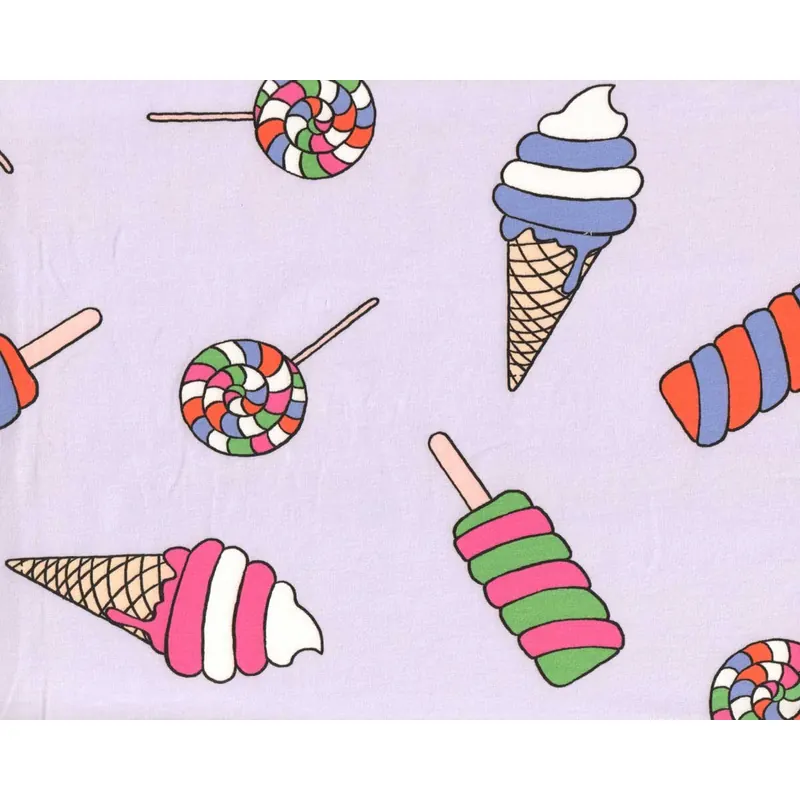 Sweatstoff ICE CREAM, Eis-Sorten, lavendel, Hilco
