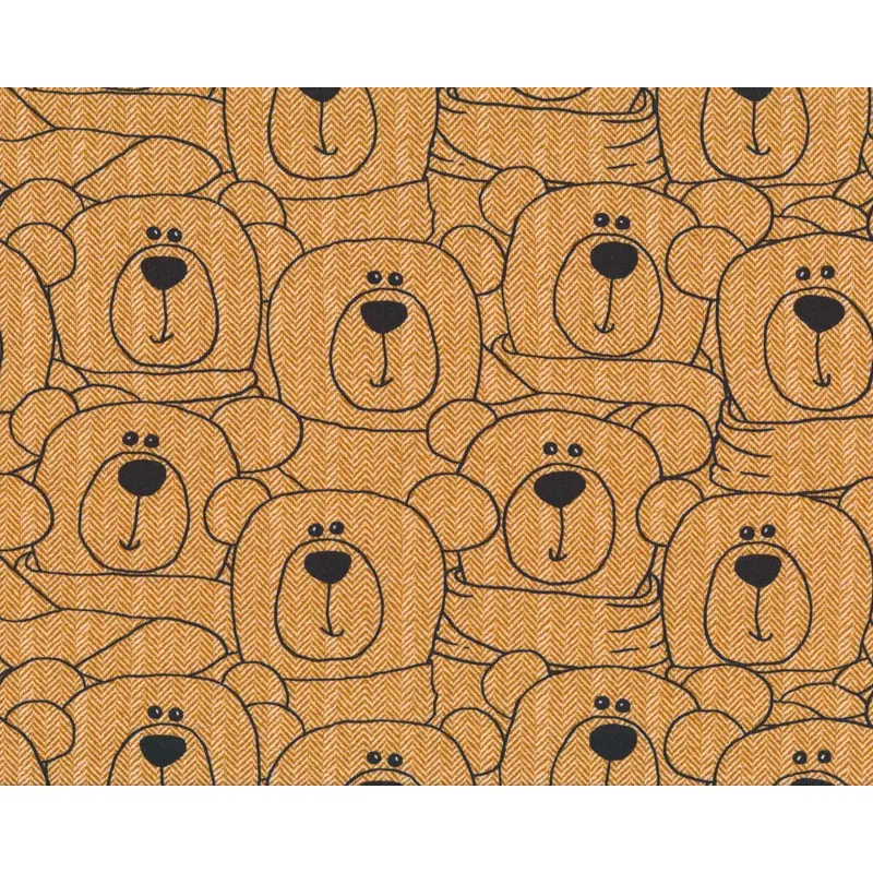 Sweatstoff SWEET BEARS, Fischgrat-Teddys, terracotta