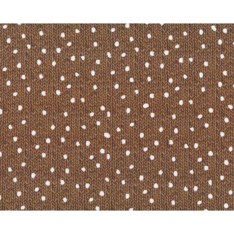 Sweatstoff WOOD KNIT, Strick-Punkte, braun, Hilco