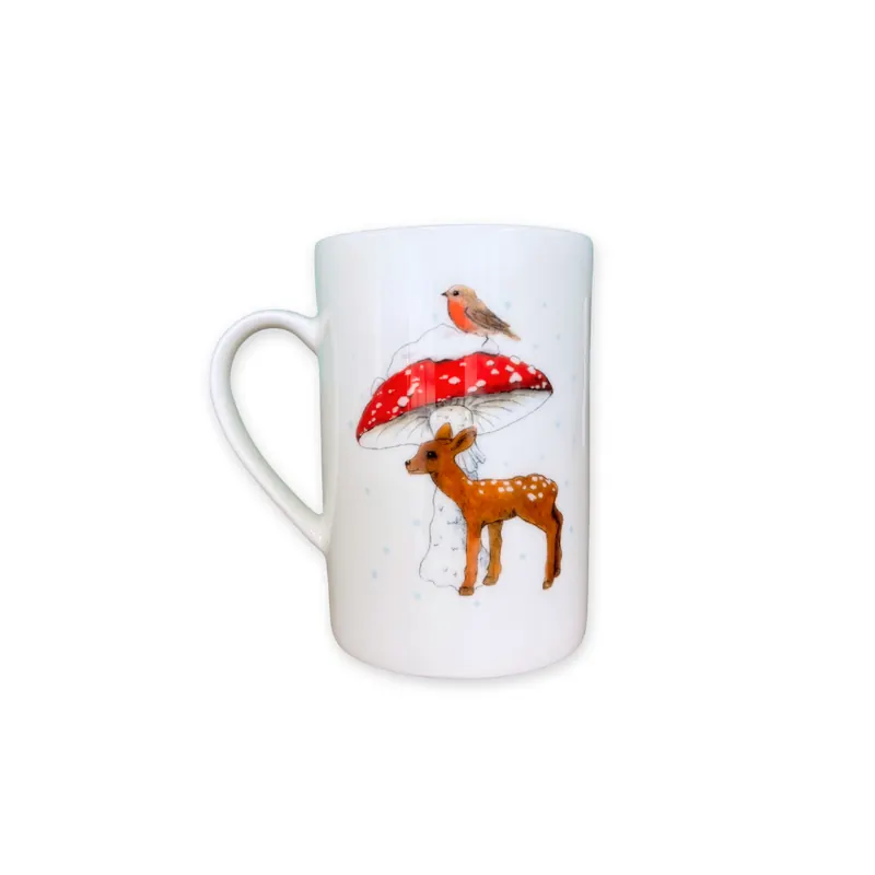 Teetasse REHKITZ, Rehkitz mit großem Fliegenpilz, Acufactum