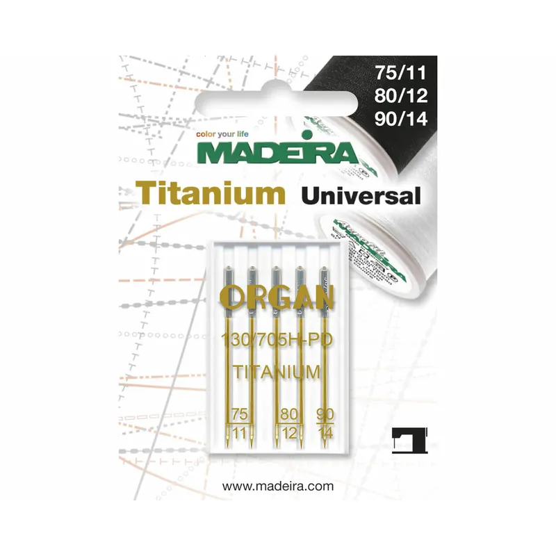 Titan-Nähmaschinennadeln TITANIUM, Stärke 75 bis 90, Madeira
