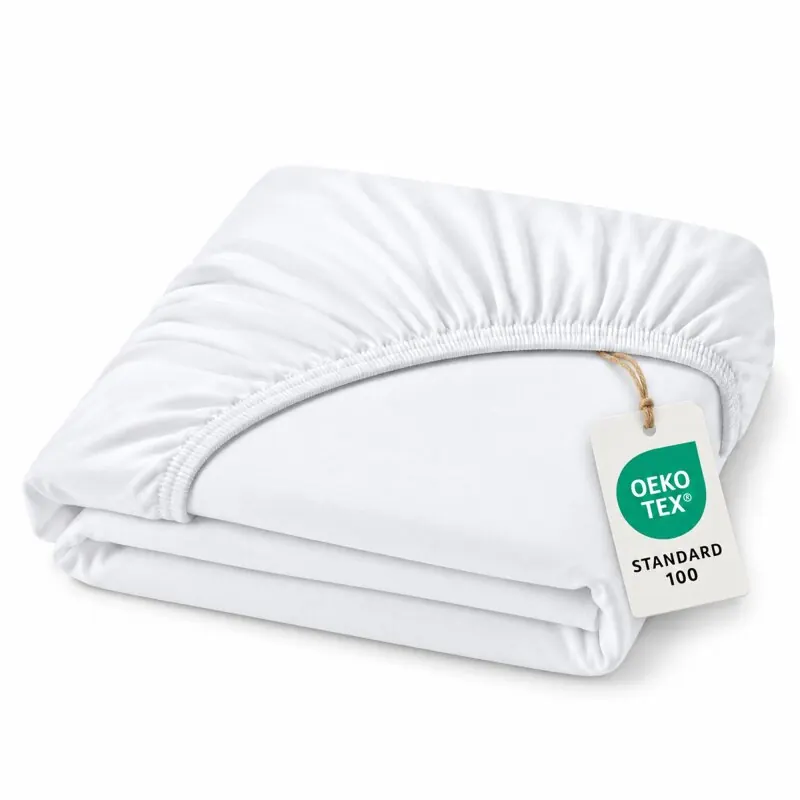 Topper Jersey Spannbettlaken 90 x 190 - 100 x 200 cm Weiss
