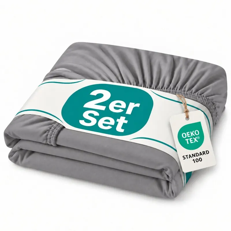 Topper Jersey Spannbettlaken Doppelpack 140 x 200 - 160 x 200 cm Anthrazit
