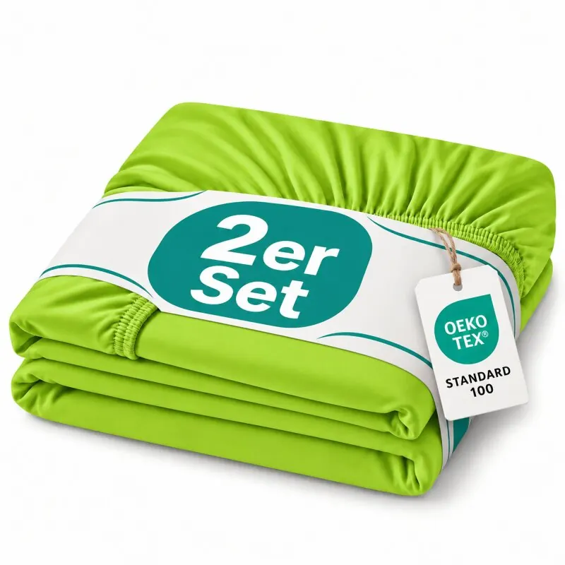 Topper Jersey Spannbettlaken Doppelpack 140x200 - 160x200 cm Apfelgrün