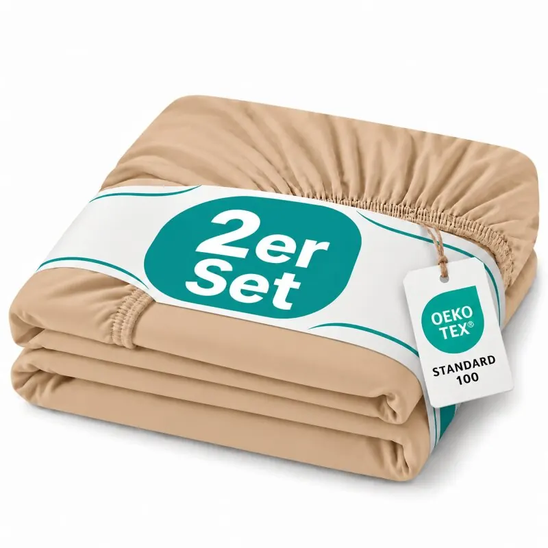 Topper Jersey Spannbettlaken Doppelpack 140x200 - 160x200 cm Sand