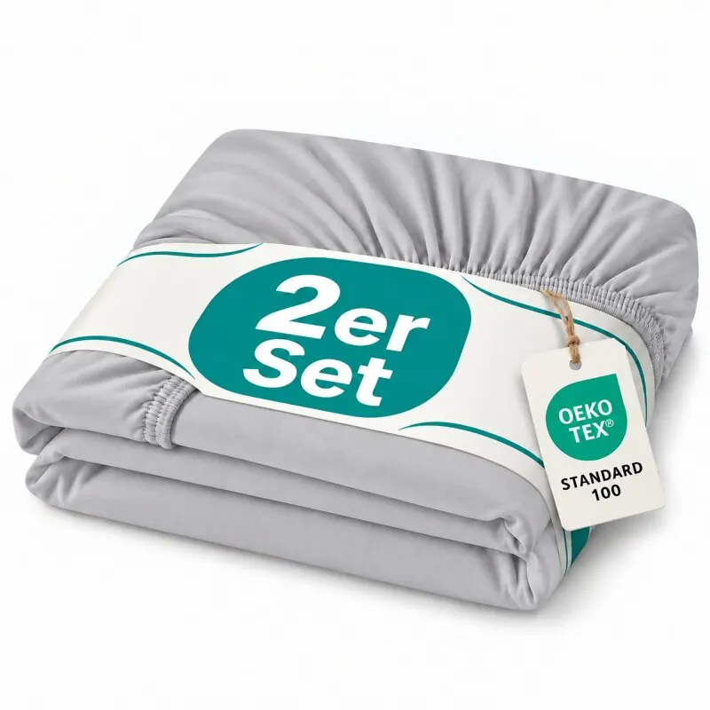 Topper Jersey Spannbettlaken Doppelpack 140x200 - 160x200 cm Silber