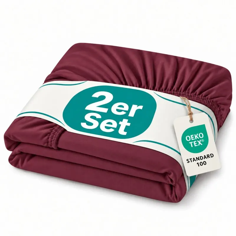 Topper Jersey Spannbettlaken Doppelpack 180x200 cm Bordeaux