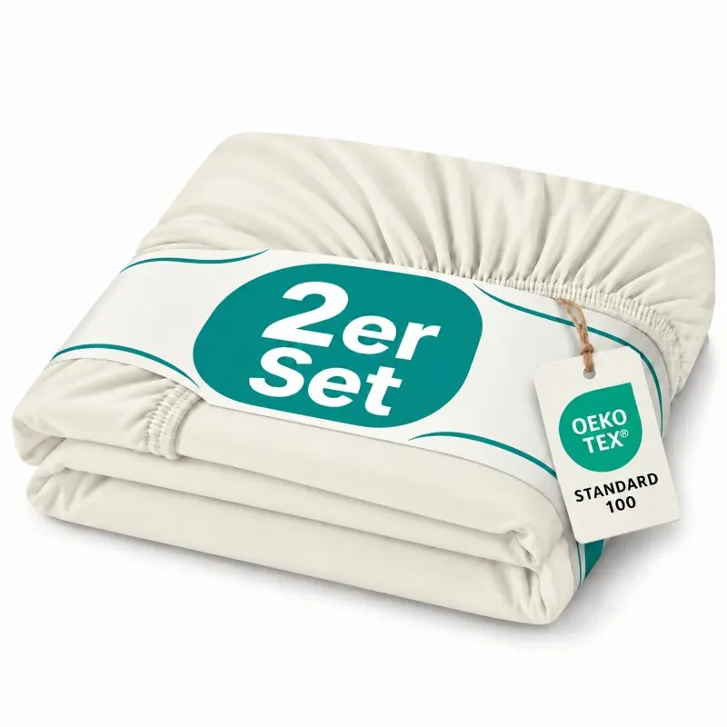 Topper Jersey Spannbettlaken Doppelpack 200 x 220 cm Naturweiss