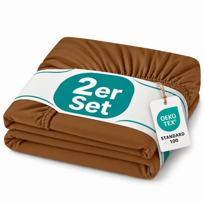 Topper Jersey Spannbettlaken Doppelpack 200 x 220 cm Schokobraun