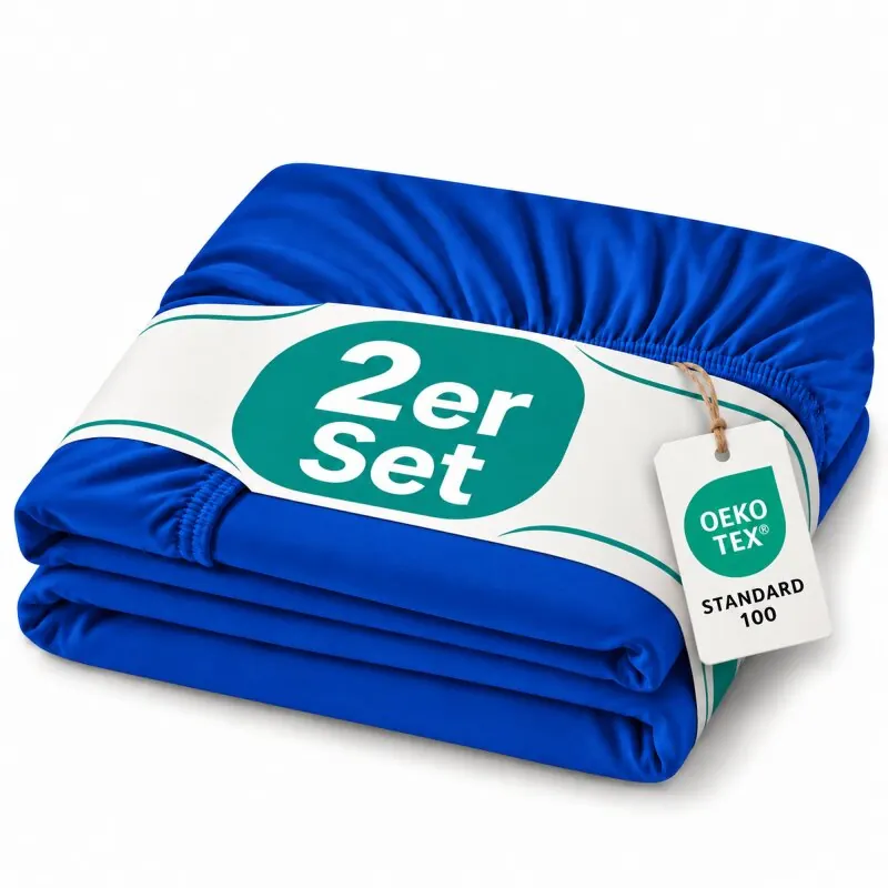 Topper Jersey Spannbettlaken Doppelpack 90x190 - 100x200 cm Royalblau