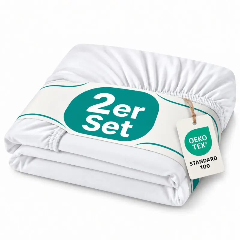 Topper Jersey Spannbettlaken Doppelpack 90x190 - 100x200 cm Weiss