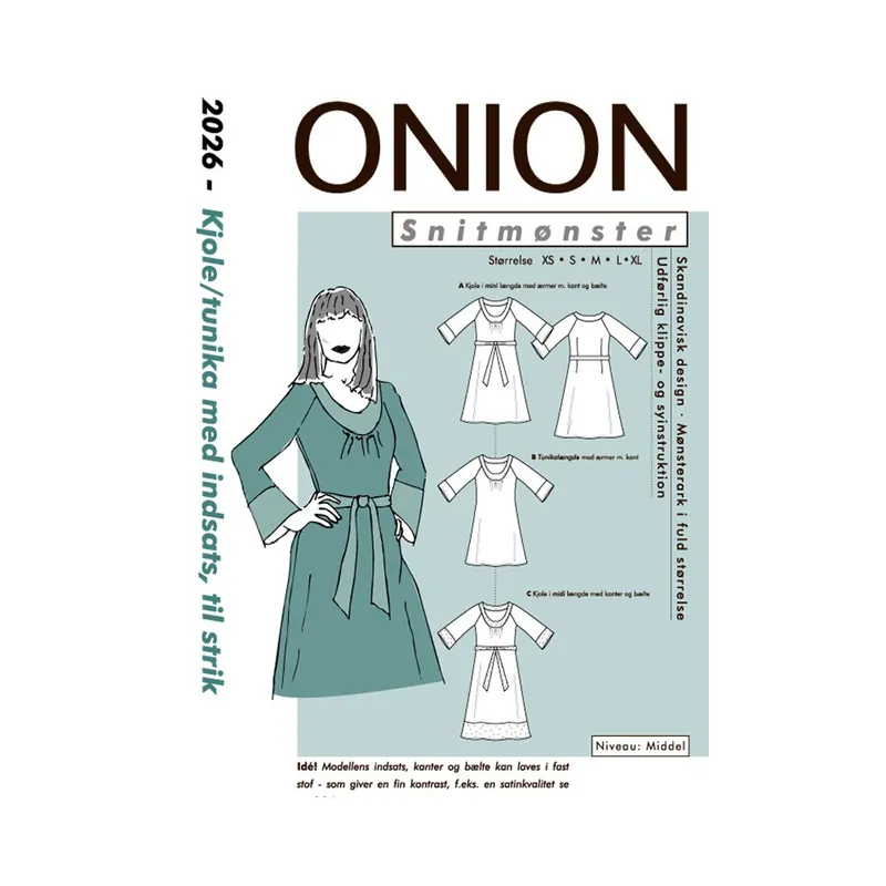 Tunika oder Kleid mit Einsätzen aus Strick, Schnittmuster ONION 2026