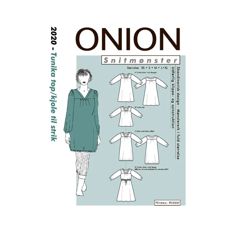 Tunika oder Kleid mit V-Ausschnitt, Schnittmuster ONION 2020