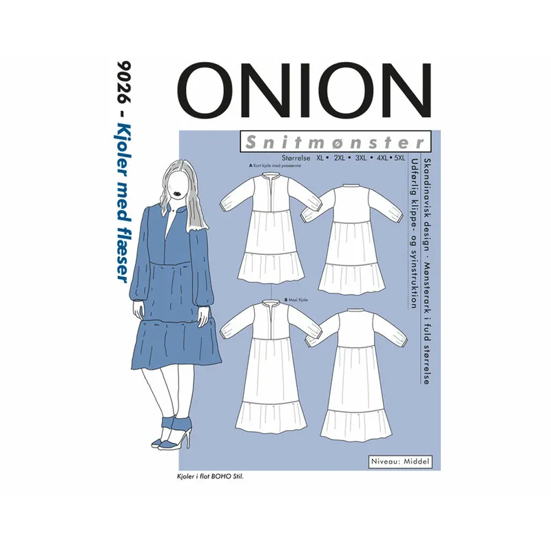 Tunikakleid mit Stufen, PLUSGRÖSSE Schnittmuster ONION 9026