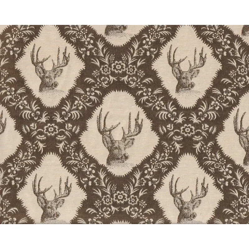 Überbreiter Jacquard-Dekostoff GOBELIN BERN, Hirschkopf, braun