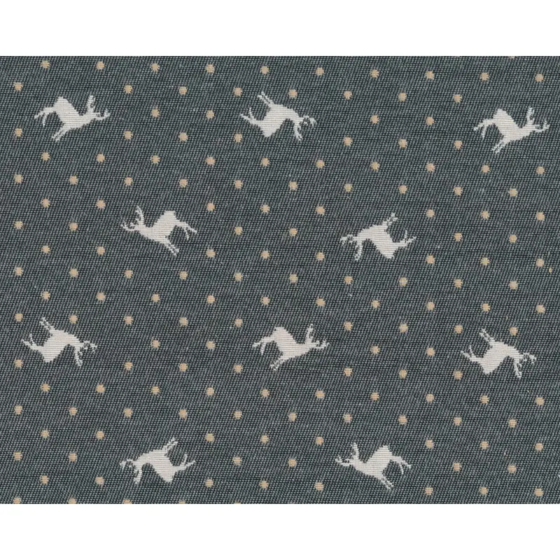Überbreiter Jacquard-Dekostoff RUTA OLMO, Hirsche, dunkelgrau