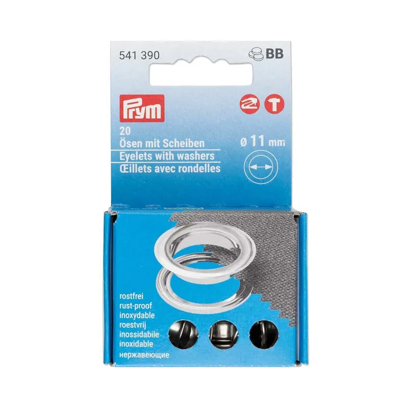 Vario Creative Tool ÖSEN MIT SCHEIBEN, 5 Größen, silber, Prym