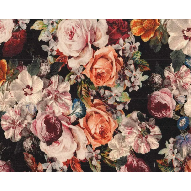 Viskosejersey ELVI, Blumen-Print, schwarz, Hilco