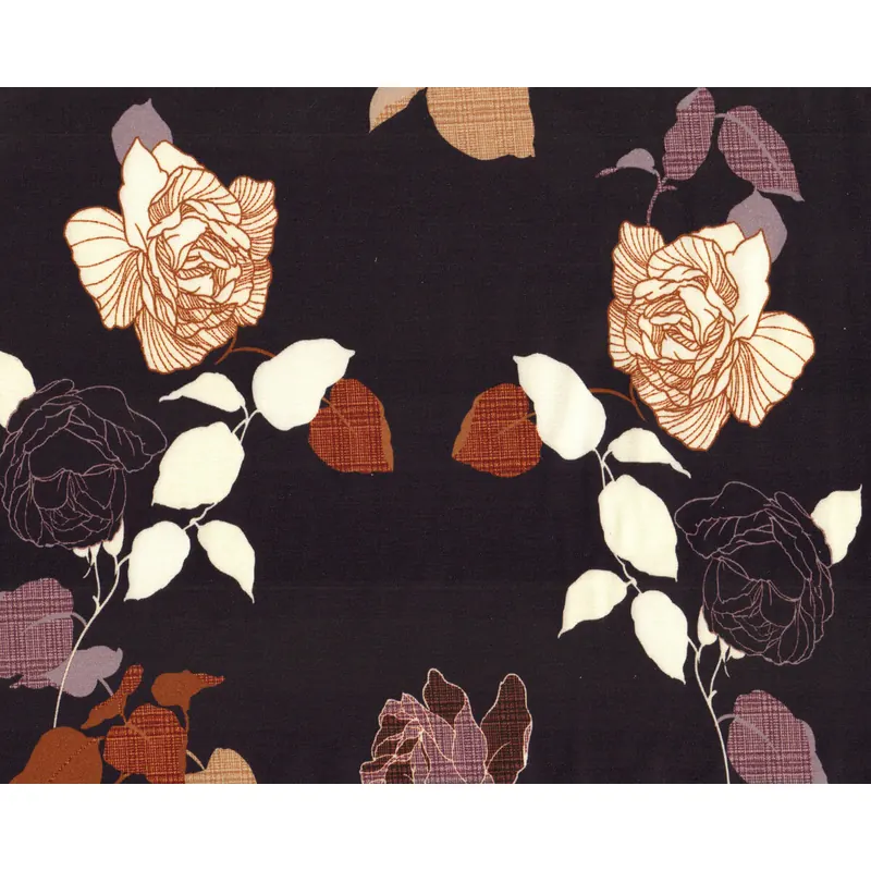 Viskosejersey JANIN, Rosen, aubergine, Hilco
