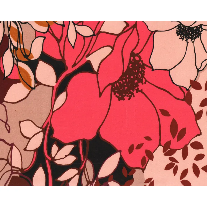 Viskosejersey MARIOLA, Riesen-Mohnblumen, pink-braun, Hilco