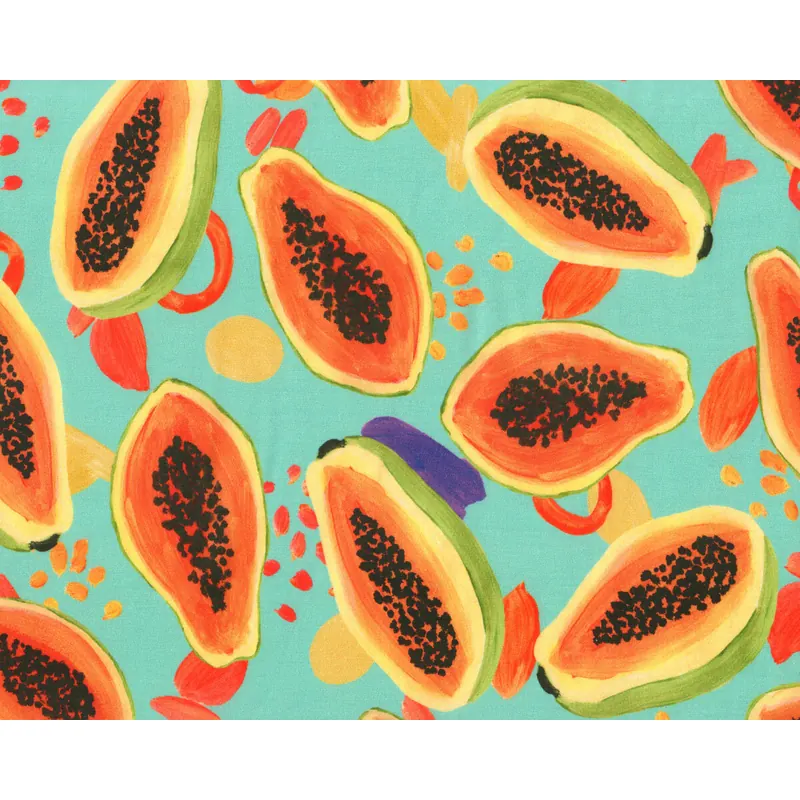 Viskosejersey PAPAYA RAMA, exotische Früchte, Hilco