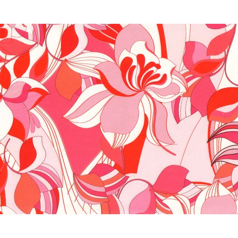 Viskosejersey ROMINA, Blätter, weiß-fuchsia, Hilco