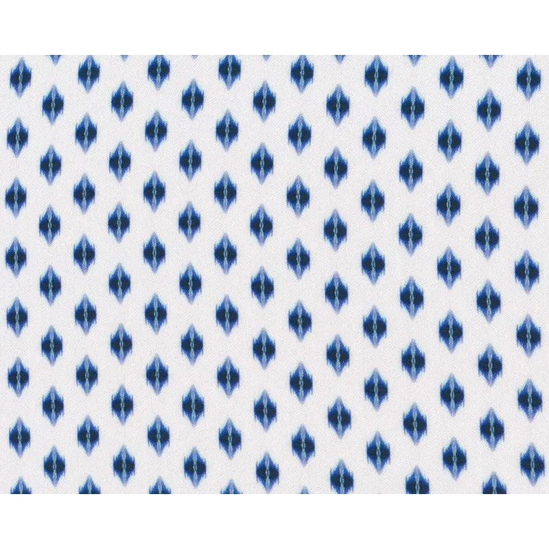 Viskosekrepp VAIANA, Ikat-Rauten, weiß-blau