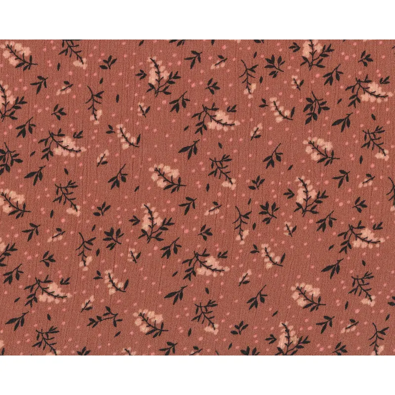 Viskosekreppstoff VINTAGE SPRING, Blumen, dunkles altrosa, Fibre Mood