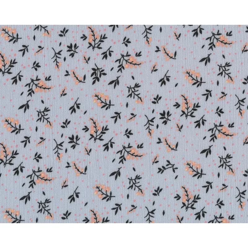 Viskosekreppstoff VINTAGE SPRING, Blumen, hellblau, Fibre Mood