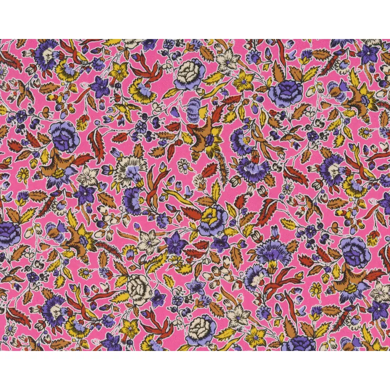 Viskosesatinsstoff mit Stretch, Blumen, pink, burda style