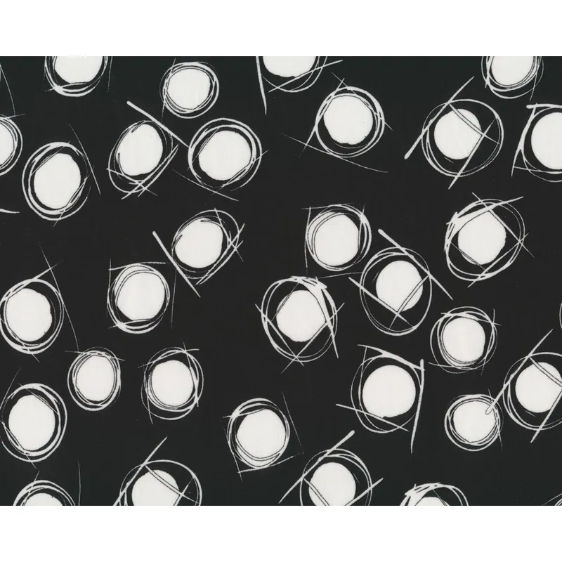Viskosestoff BLANC SUR NOIR, Kreise, schwarz-weiß, Hilco