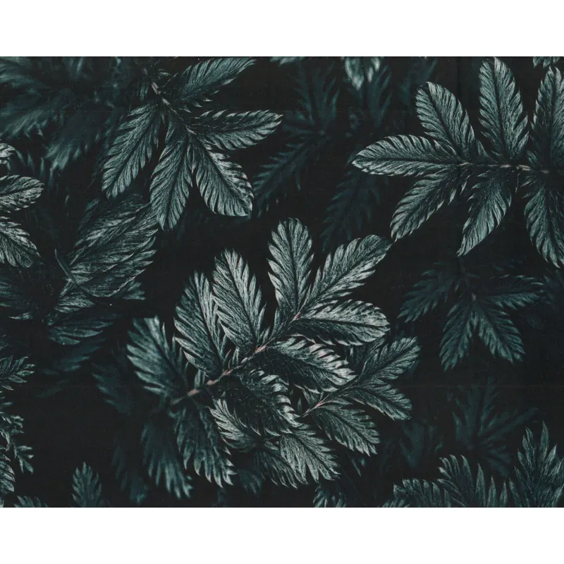 Viskosestoff DARK LEAVES, Blätter, schwarzblau, Thorsten Berger